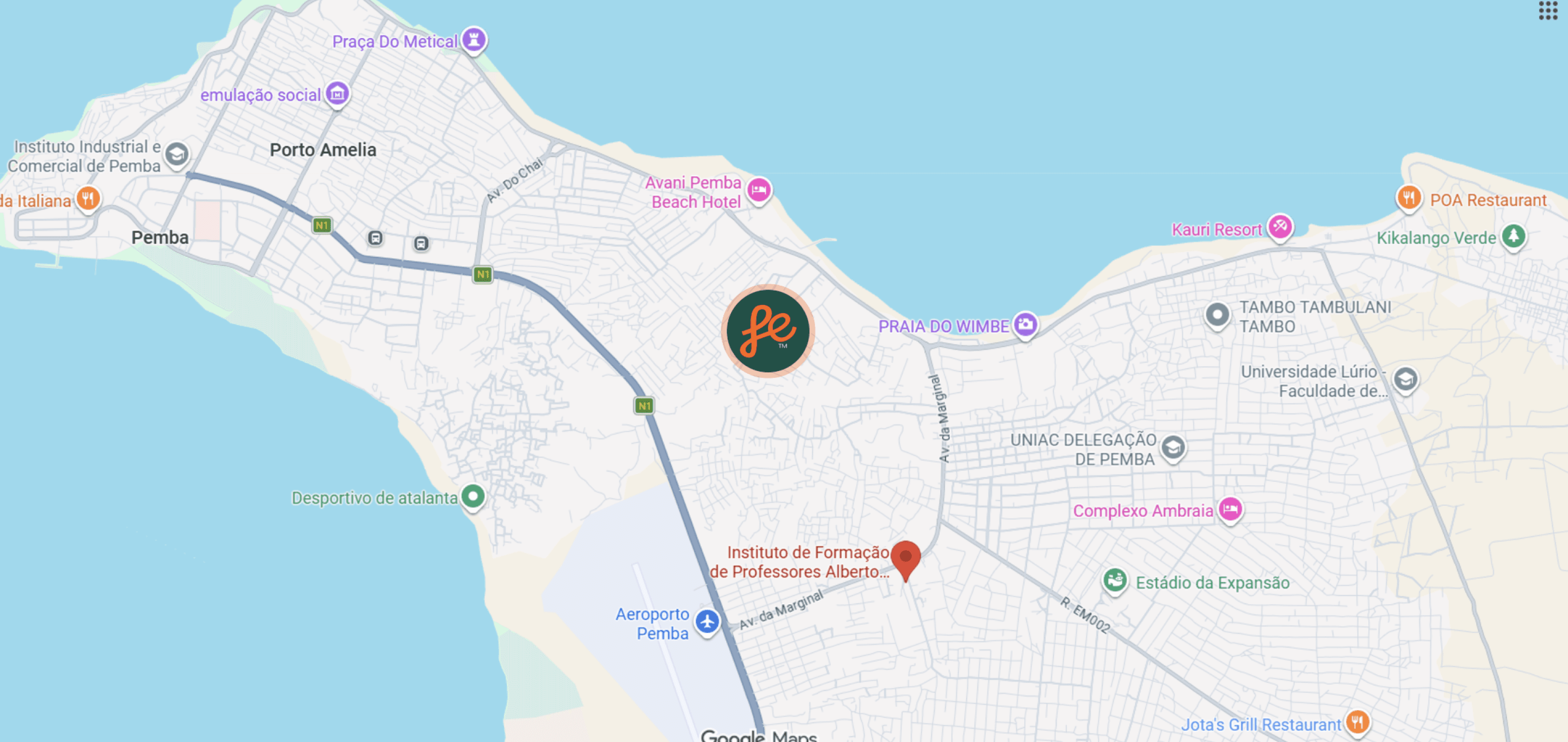 Map of Pemba showing the event venue