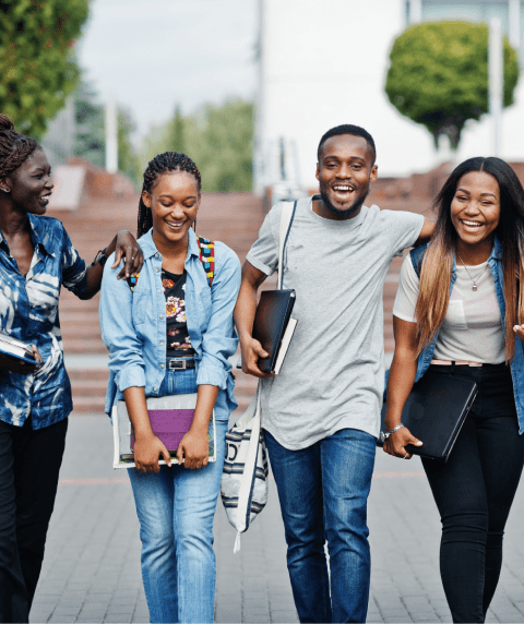 Students walking together on campus